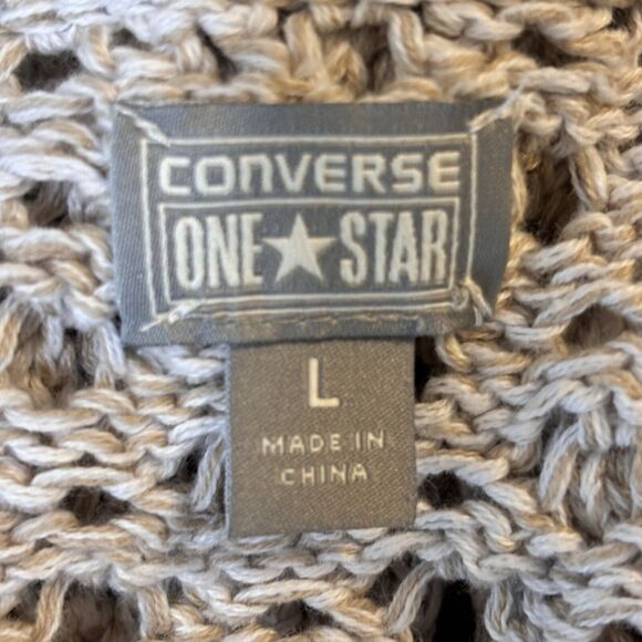 Converse 90s Open Knit Cardigan L | Beige Boho Coastal Beach Hippie Fall Sweater - Picture 7 of 8